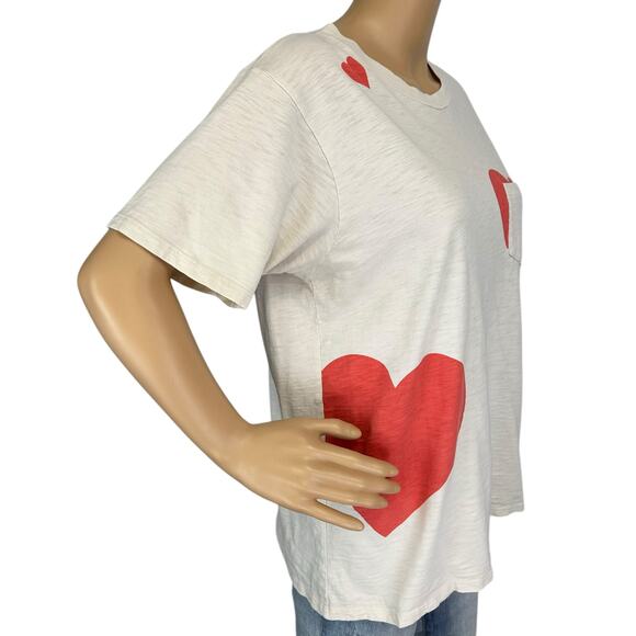 J. Crew Vintage Heart Pop Cotton Pocket Tee Size L Short Sleeve Casual Retro - Picture 4 of 13